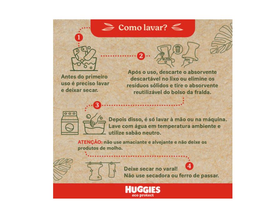 Fralda Reutilizável Huggies Eco Protect Tamanho Único - 4 un