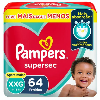 Fralda Pampers Supersec XXG 64 unidades