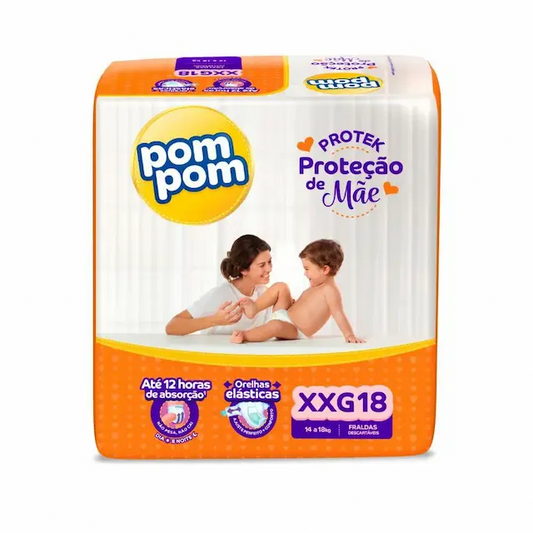 Fralda Pom Pom Protek Proteção de Mãe Jumbo XXG 18 unidades